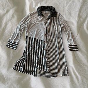 Sage Black and White Striped Tunic